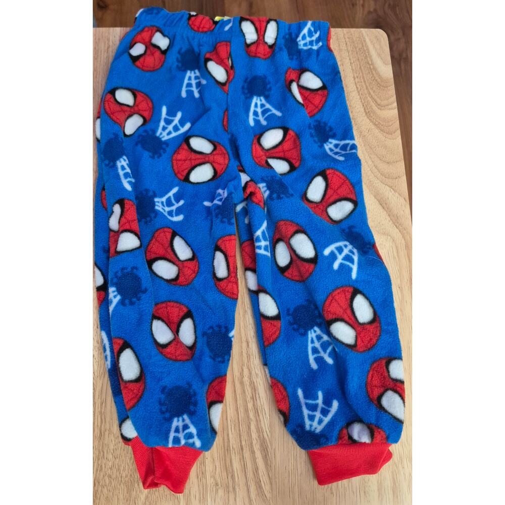 Marvel Pajama Pants Boys Size 2T Blue Red Spiderman Cuffed Elastic Waist 8243